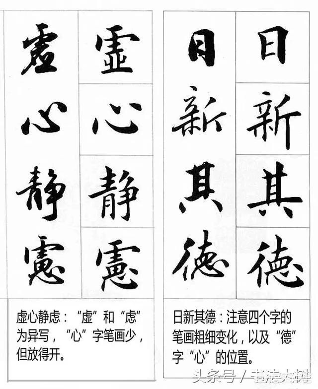 中考常考楷书字体