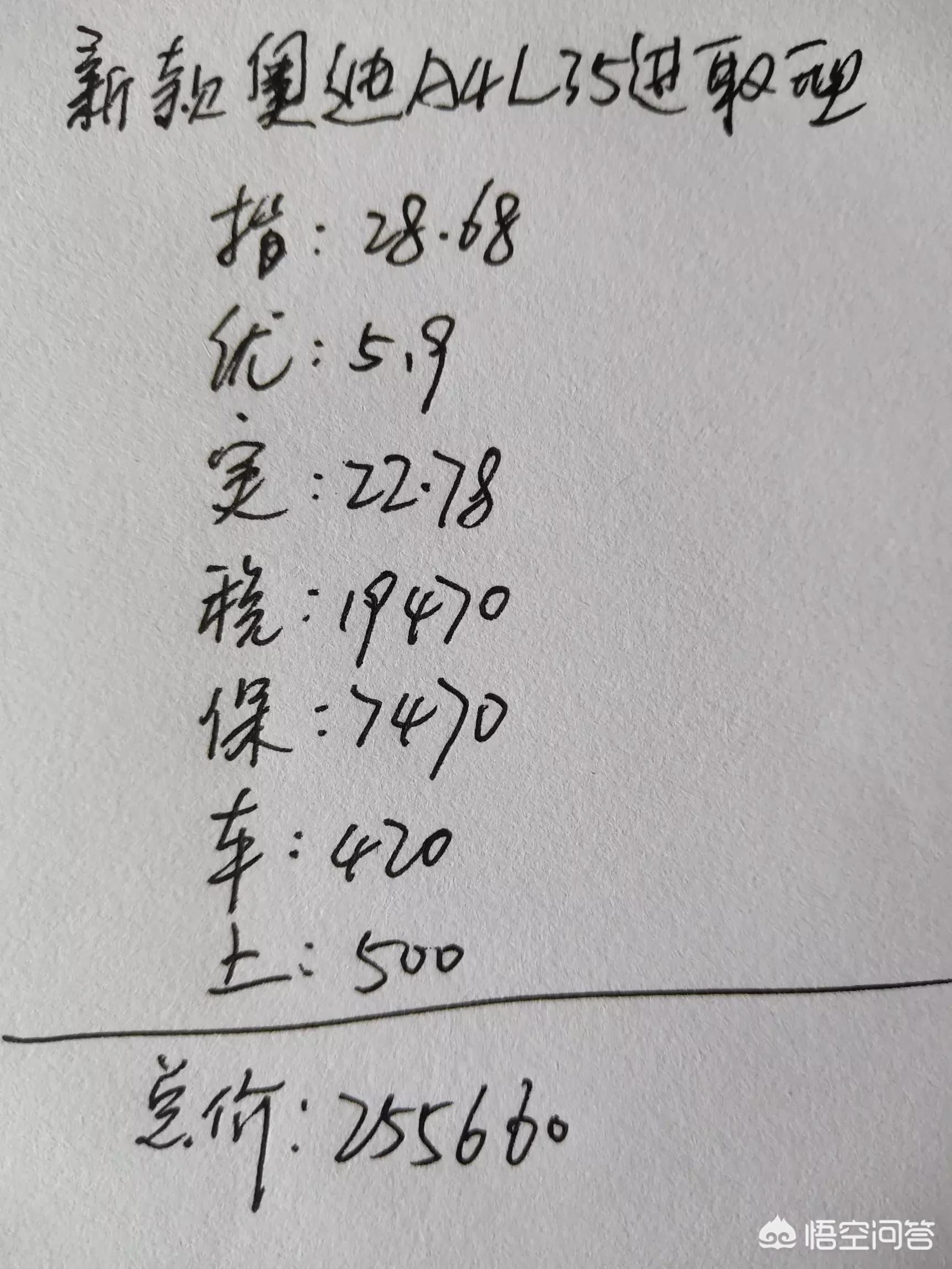 奥迪a4l落地价格多少