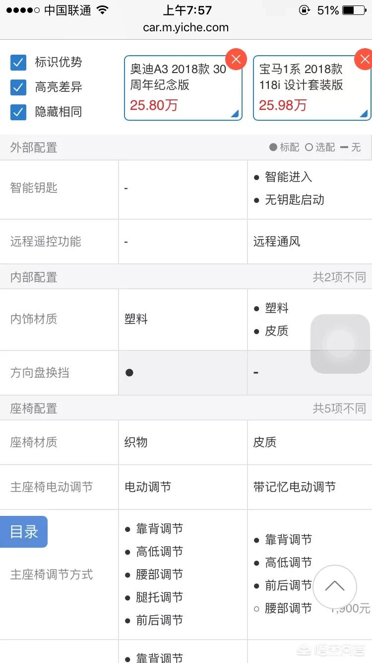 宝马1系和奥迪a3