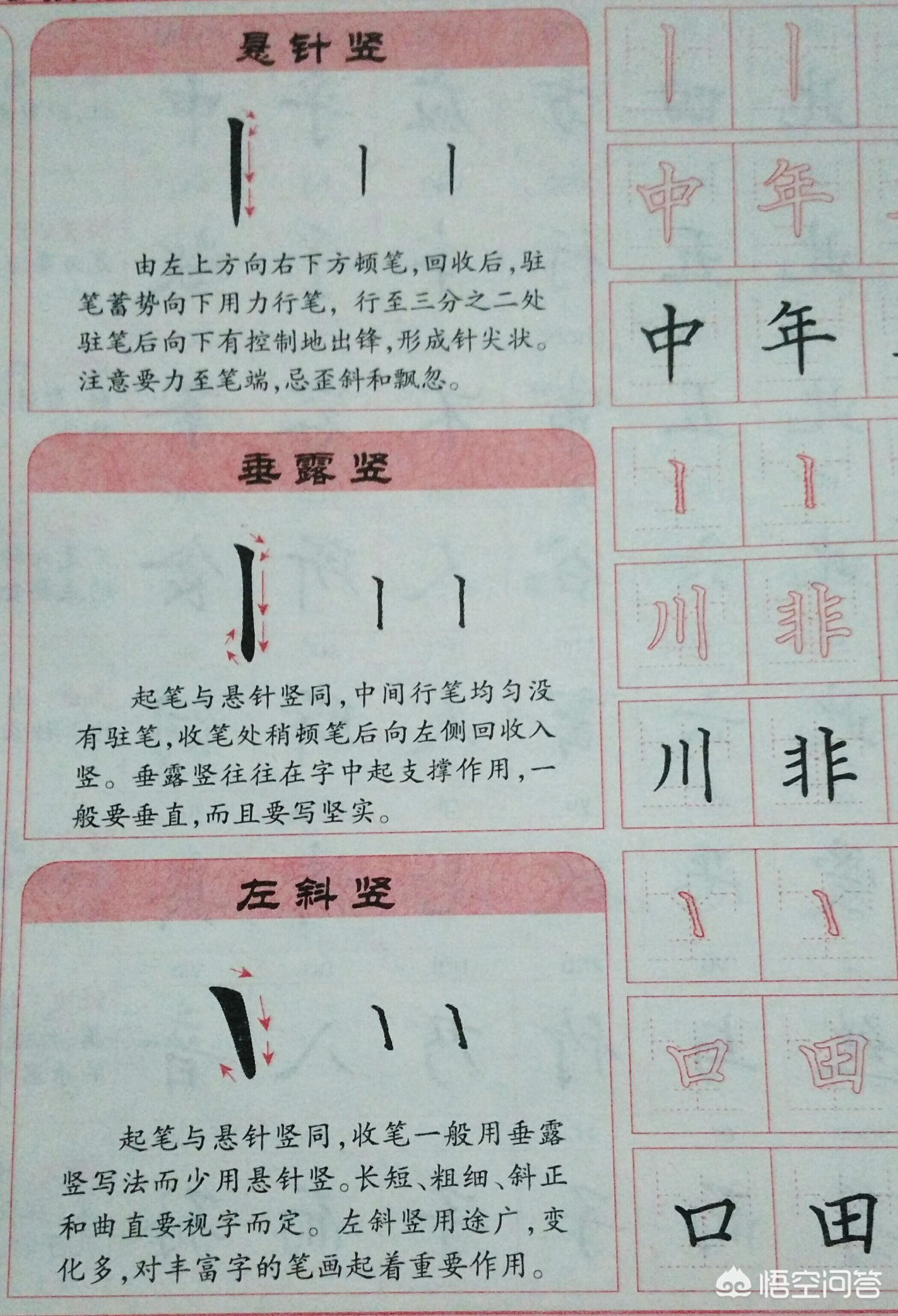 楷书字体硬笔长横