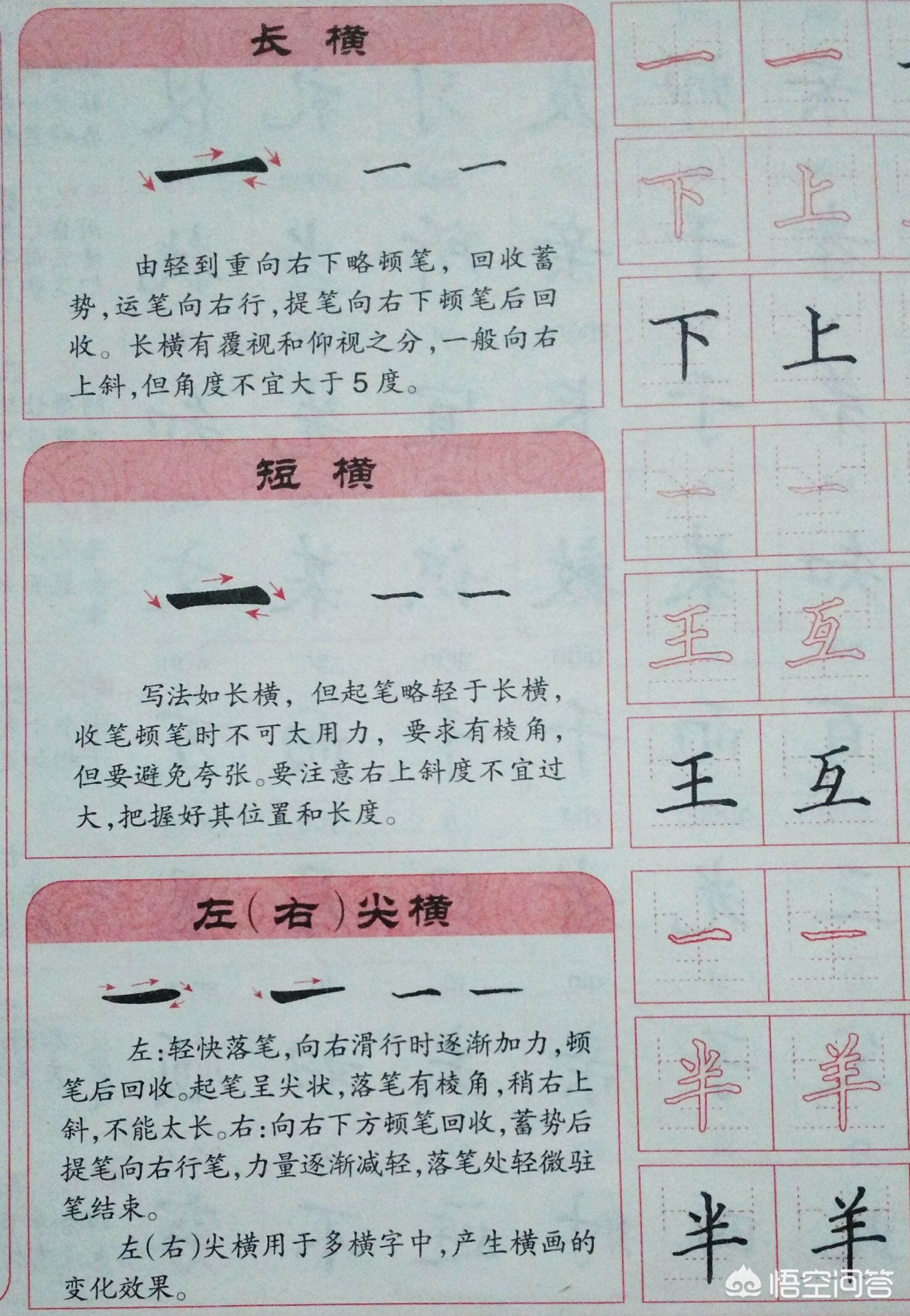 楷书字体硬笔长横