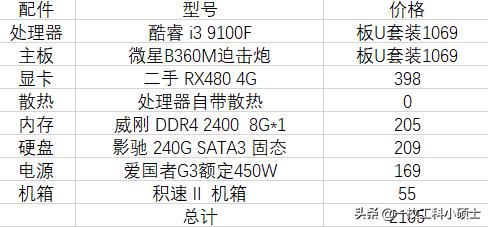 2000元的电脑配置单