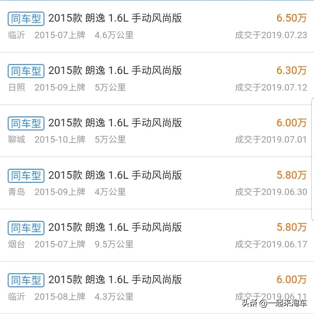 二手朗逸多少钱
