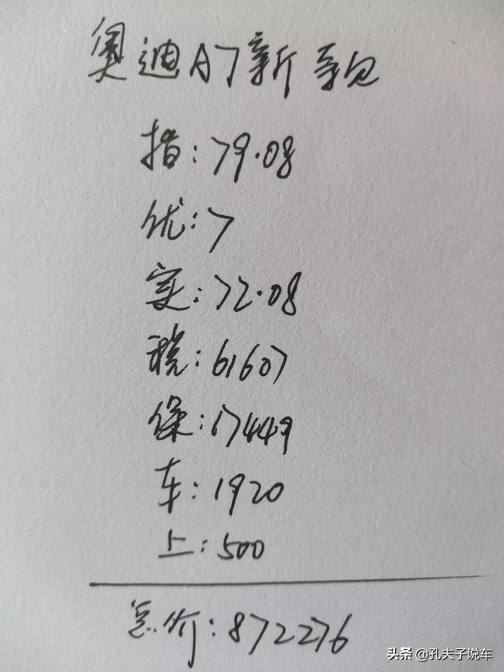 奥迪a7价格表