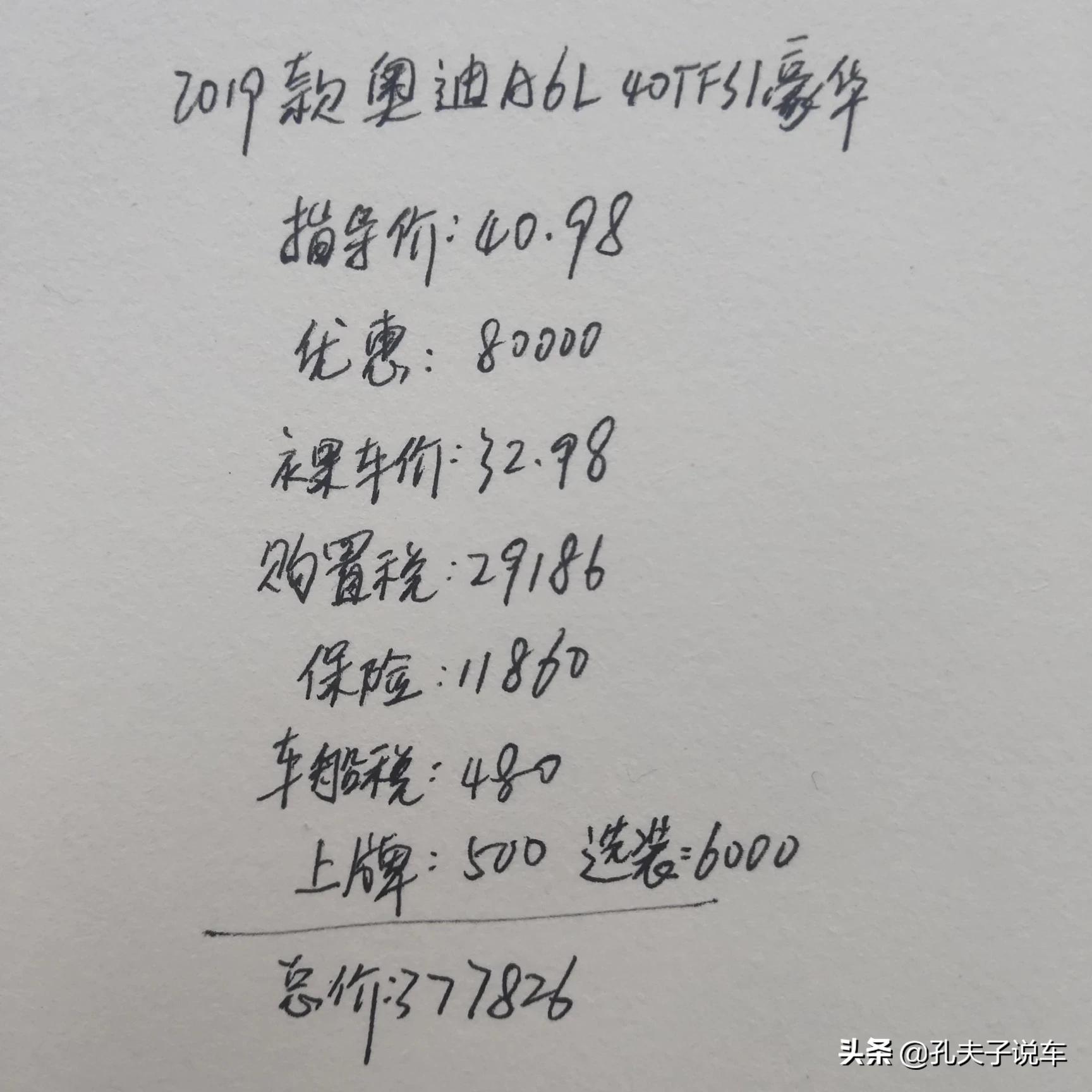 奥迪a6的报价