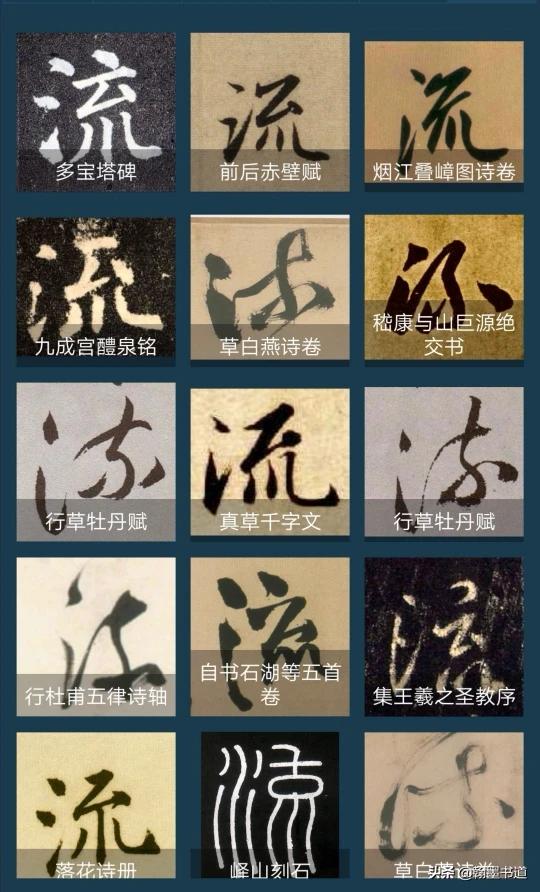 常用行书和草书字体对比
