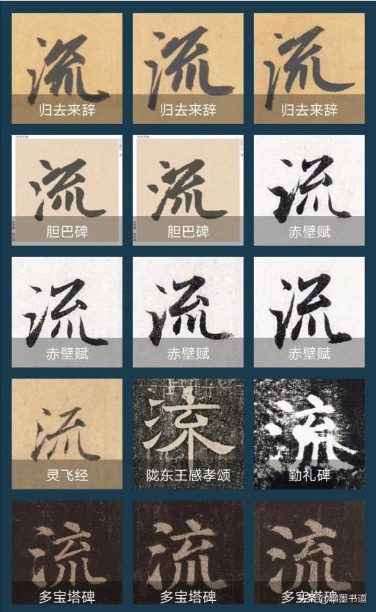 常用行书和草书字体对比