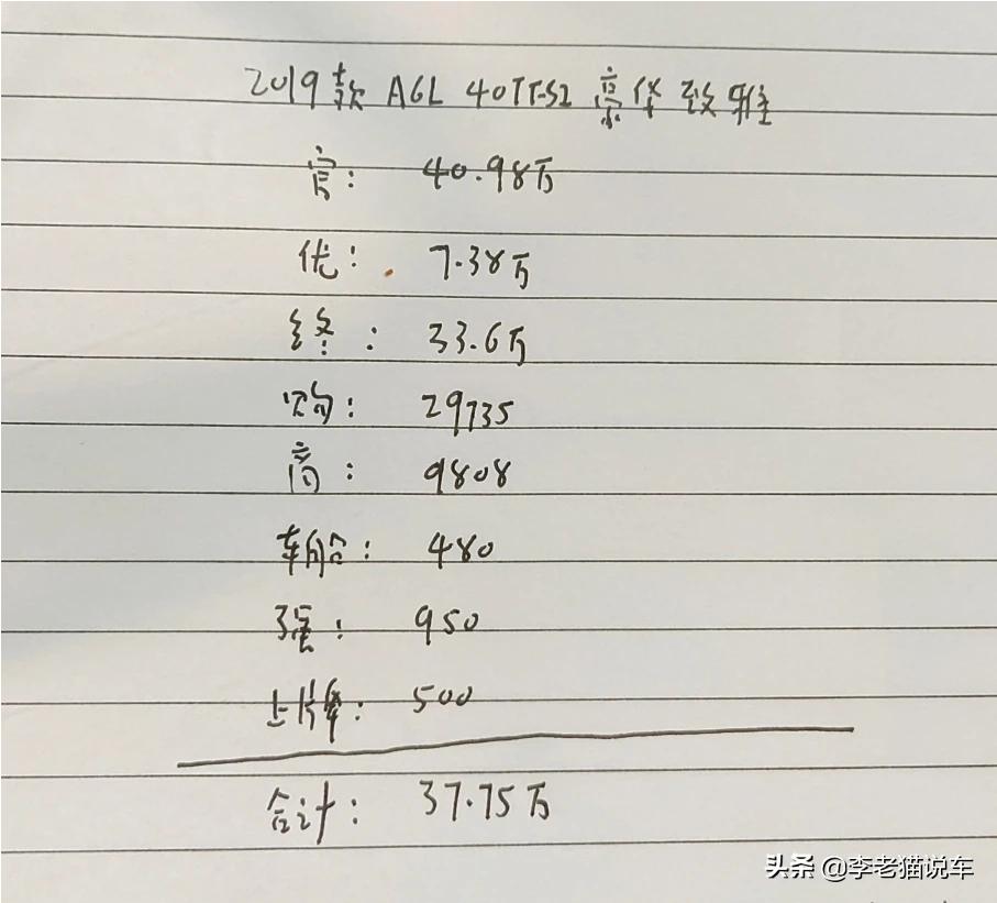 奥迪a6最低配多少钱