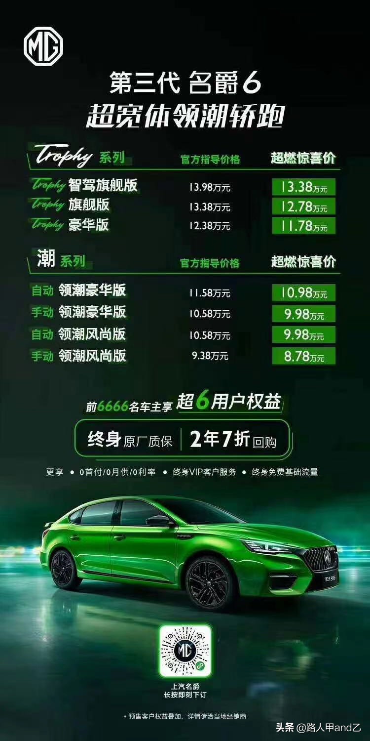 全新名爵6汽车报价图片,全新名爵6报价及图片