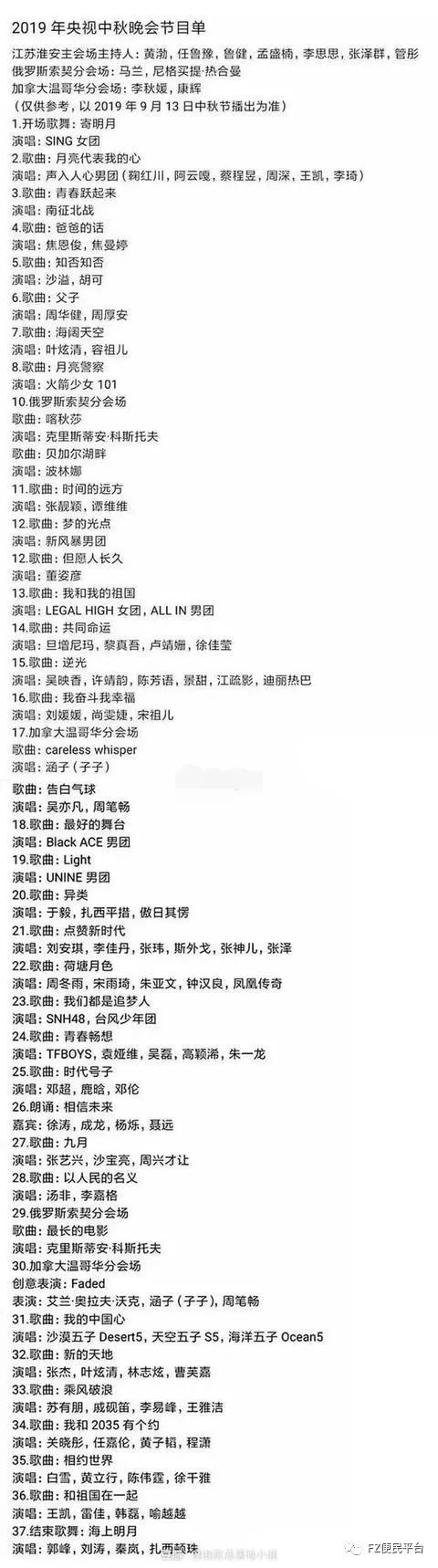 中秋晚会节目单曝光，对林志玲落选，你有什么看法？：中秋晚会节目单来了