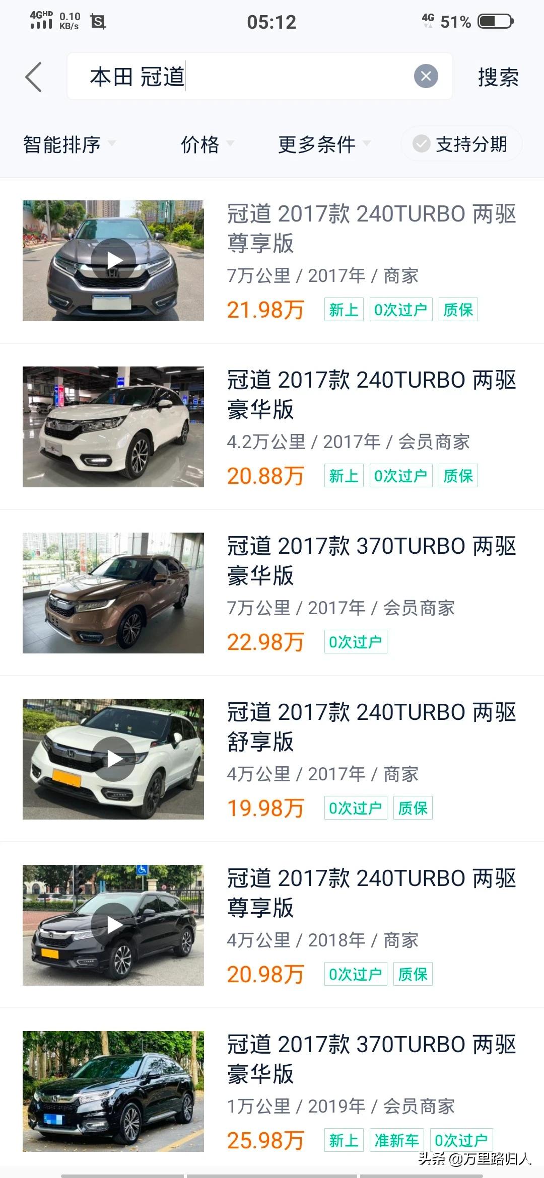 二手车本田车多少钱