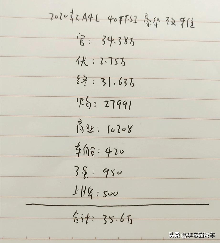 奥迪a4l配置参数配置