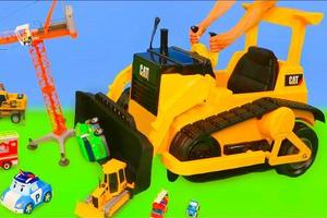 儿童趣味玩具:消防车，汽车，卡车，火车，挖掘机和玩具车图