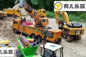 超有趣的儿童玩具车，各种玩具大卡车、吊车、挖掘机工作表演图