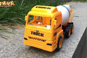 儿童亲子汽车玩具可360度旋转滚筒式渣土车搅拌车户外工程车视频图