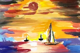 创意美术教学：风景画——昨天的太阳去哪了图片