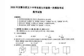 2020年安徽合肥五十中学东校中考第一次模拟考试数学试题图片