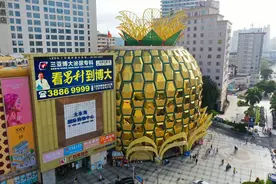 三亚5层楼高的"大菠萝"，亮灯后成绝景，白天网友却直呼好丑图片