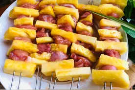 鸡腿还炸着吃？菠萝鸡肉烤串，酸甜开胃孩子爱吃，少油少盐营养足图片