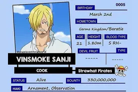 海贼王：草帽团个人信息卡片公开，山治能力特殊，罗宾是理发师图片