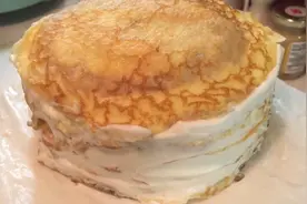 芒果千层蛋糕，6个鸡蛋做出20层的千层糕，甜度适中爽口又不油腻图片