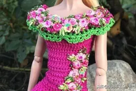 「针织作品」芭比娃娃的迷人花朵修身连衣裙，件件漂亮图片