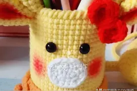 「钩编图解」小鹿收纳盒和小鹿笔筒的织法图片