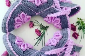 「针织作品」美丽的拼花靴子，只能留着冬天穿了图片