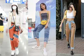 潮范十足的拼接裤了解一下？给夏日搭配来点不同的花样造型图片