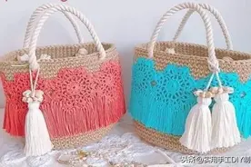 「针织作品」流苏花包包，以后花片就这样用吧！图片