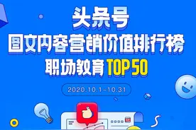 晨雾入选10月头条号图文内容营销价值排行榜职场教育TOP50图片