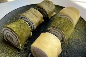 网红抹茶毛巾卷蛋糕，超好吃的下午茶甜点推荐，非常详细的教程图片