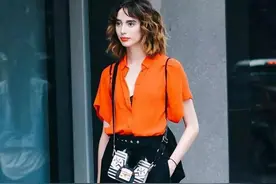 短袖衬衣+高腰，简单时髦，腿长一米八图片