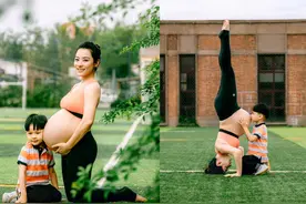 看得人心惊胆战！41岁刘璇晒孕肚倒立照，网友赞不愧为体操冠军图片