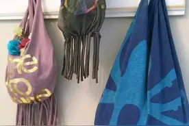 旧T恤不用扔了，花个十分钟做个购物袋，都说非常好用！附教程图片