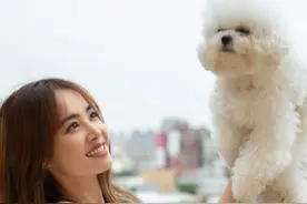 蔡依林化身邻家女孩陪伴狗狗开心玩耍，笑容甜美，开心享受生活图片