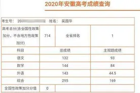 2020安徽高考：文科状元李瑾文仅669分、理科状元数学差1分满分图片