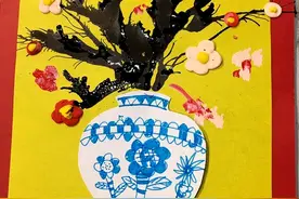 儿童创意美术：吹画--花瓶图片