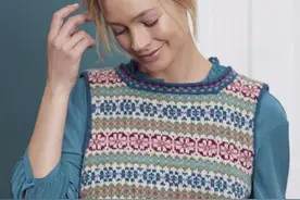 单扣式后开襟女士背心，彩色提花图案，外穿漂亮，加外套也可以图片