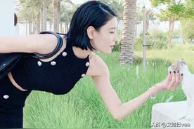 张蓝心在家真放得开，穿蕾丝短裤做饭，177雪白“甘蔗腿”太招摇图片
