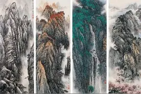 中国画（屏风）-四扇屏前观美景，静夜独坐洗尘心图片