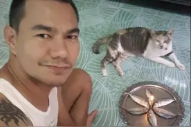 猫咪过生日，男子给它准备了一个特别的“蛋糕”，喵：就这？图片