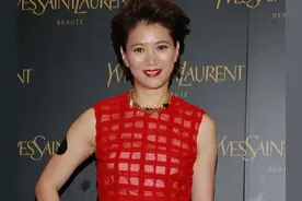 袁咏仪有清新自然的外观形象，穿上红色田格连衣裙，显得平易近人图片