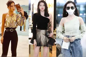 穿上今年超流行的斜肩上衣，不但脸小一圈连斜方肌都不见了图片