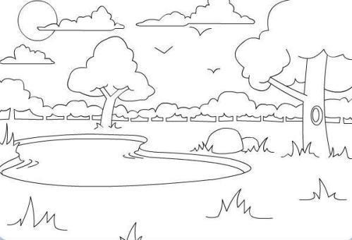 15幅山水田园风光的简笔画,和孩子一起感受乡村自然