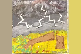 儿童创意美术教学：风景画-雷——闪电打雷轰隆隆图片