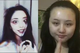 抖音小姐姐化妆，前后对比，在配上诡异的BGM，网友表示真心服了