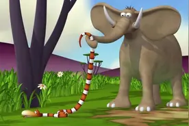 爆笑动画短片：蛇被锻炼的大象抓来当做皮筋来跳绳了视频封面