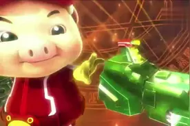 小猪猪五铠合一组成了幸福铠甲，终于将野狼君打败了，猪猪侠真棒