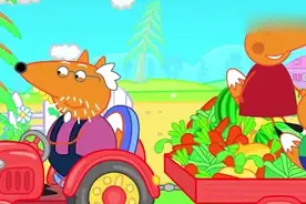 小狐狸来到爷爷的农场浇水，西瓜蔬菜长的真大，装了一卡车真棒